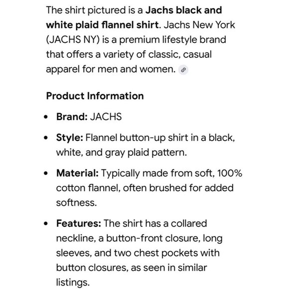 JACHS Shirt Mens Extra Large Black Gray White Button Up Cotton Long Sleeve - Picture 4 of 7